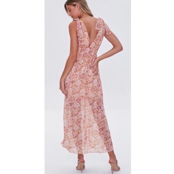 Forever 21 Dusty Pink Floral Sheer Maxi Dress - Picture 2 of 8